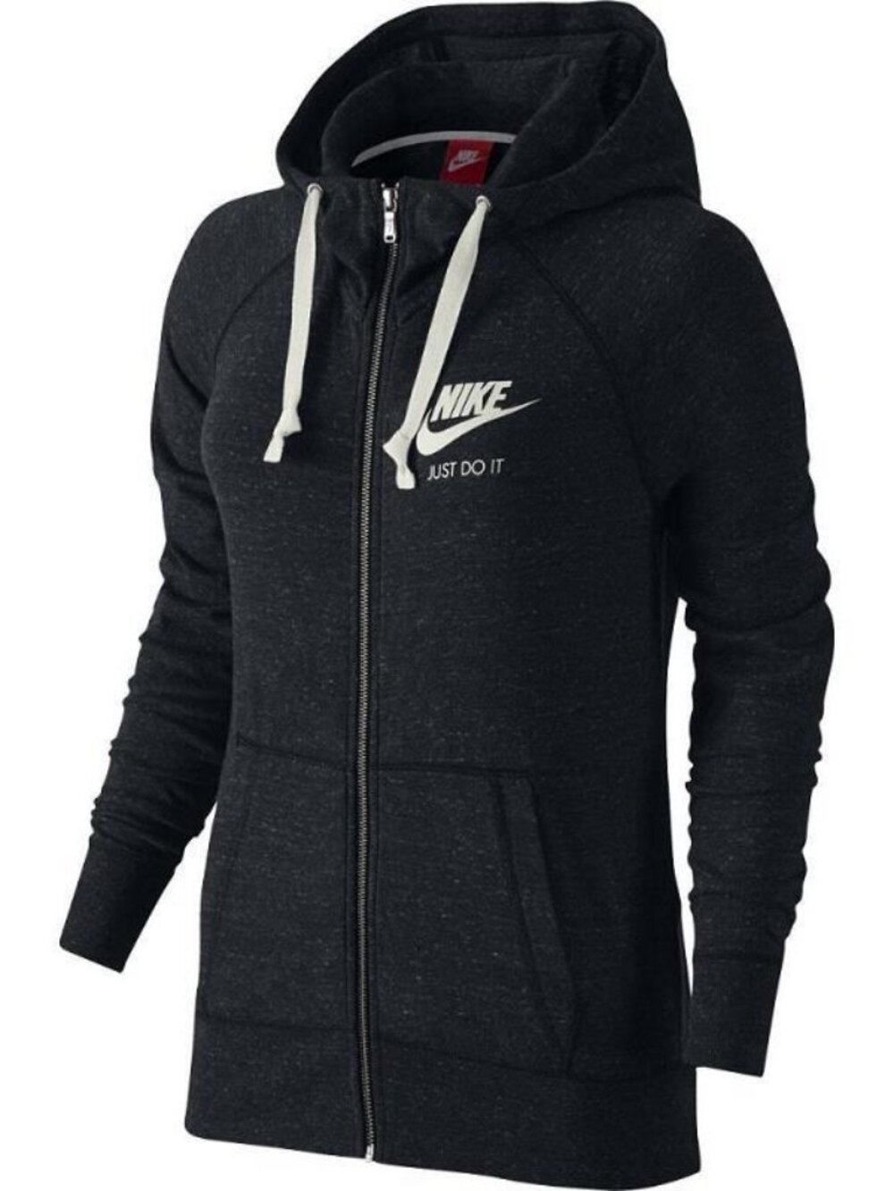 Nike Women's Black Heather Gym Vintage Classic Full-Zip Hoodie Size XS